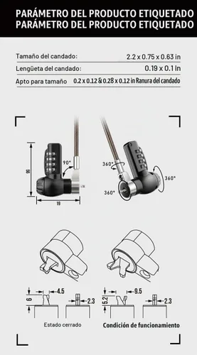 Vista 3 de Cerradura de cable de combinación antirrobo resistente para portátiles Dell Universal Cable de bloqueo de computadora para oficina, biblioteca