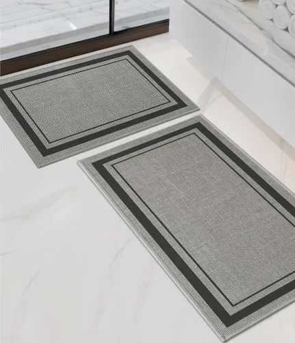 Vista 38 de chakme Juego de 2 alfombras de baño ultrafinas, absorbentes, antideslizantes, lavables a máquina, color beige oscuro, 17 x 24 pulgadas + tapete