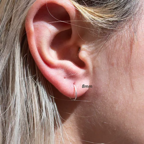Vista 19 de Juego de 2 pares de anillos de nariz para cartílago pequeños para mujer, tragus, tabique, hélix, múltiples piercings finos