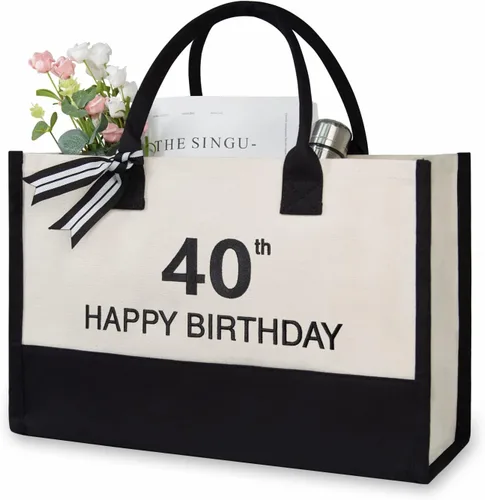 Vista 121 de TOPDesign Personalized Initial Canvas Beach Bag, Monogrammed Gift Tote Bag for Women