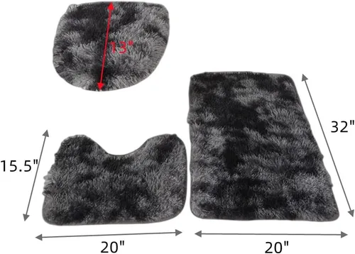 Vista 3 de XZJMY Juego de 3 alfombras de baño, tapetes de baño, tapetes antideslizantes y absorbentes, tapete de contorno en forma de U y cubierta de tapa