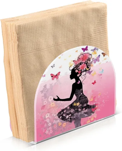 Vista 2 de Servilleteros de flores y mariposas para niñas, para mesas, servilleteros de acrílico transparente, servilleteros de cóctel para cocina