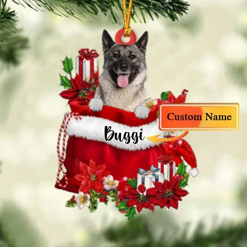 Vista 46 de Perro Akita Inu personalizado en bolsa de regalo, adorno de Navidad, nombre personalizado, regalo para amantes de los perros, familia, Navidad