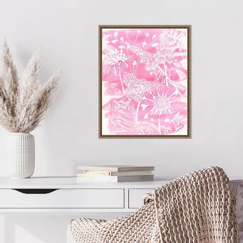 Vista 5 de Amanti Art Lienzo enmarcado para pared, 20 x 16 pulgadas, ramo fucsia II de Chariklia Zarris, lienzo enmarcado para pared, obras de arte de flores