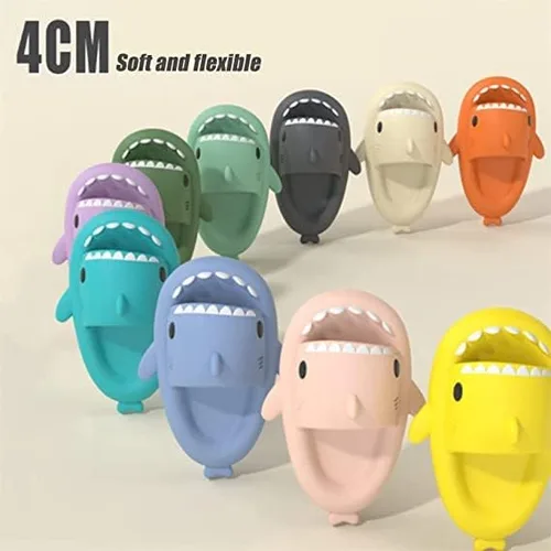 Vista 4 de rosyclo Pantuflas de tiburón en forma de nube, bonitas sandalias de tiburón para mujeres y hombres, sandalias de verano para niños y niñas, zapatos