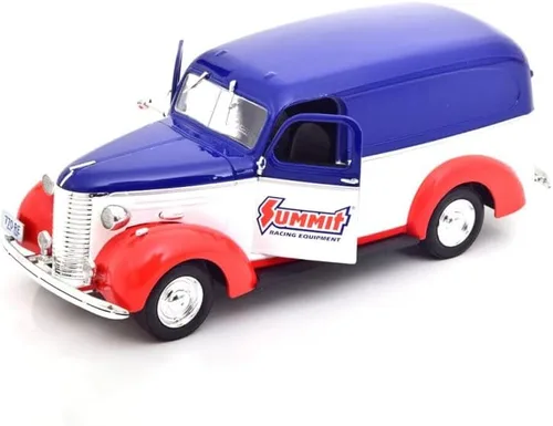 Vista 5 de ModelToyCars 1939 Chevy Panel Truck - Equipo de carreras Summit, rojo - Greenlight 85061 - Coche fundido a presión a escala 1/24