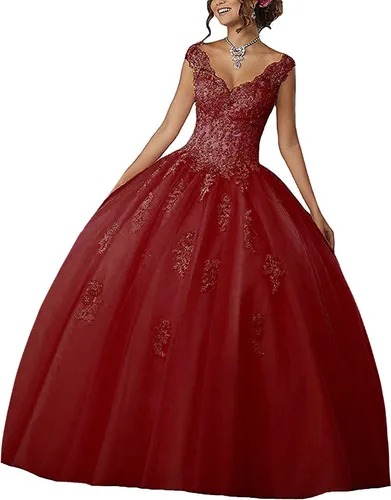 Vista 26 de QXMYOO Vestido de Gala de Quinceañera Sweet 16 Fiesta de Graduación Vestido de Princesa para Adolescentes Negro (Style1-Black)