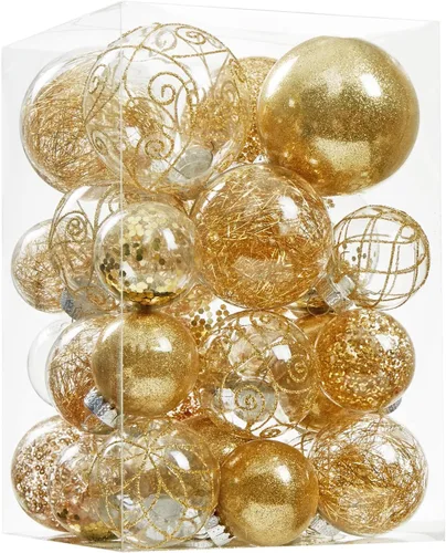 Vista 9 de Wironlst Adornos de bola de Navidad inastillables de plástico transparente grande, juego de bolas decorativas con relleno delicado