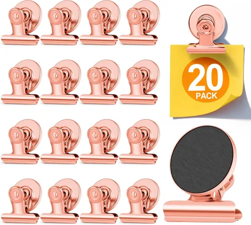 Vista 19 de 20 unidades de clips magnéticos, imanes para nevera, imanes para refrigerador, clips magnéticos negros para pizarra, imanes de clip