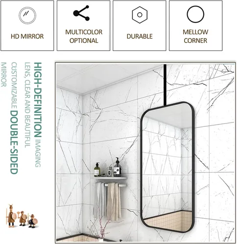 Vista 7 de Espejo decorativo flotante para baño, espejo colgante de techo, espejos de maquillaje para el hogar o el hotel, vestidores, con marco de metal