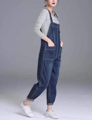 Vista 4 de Soojun - Overol para mujer, diseño de mezclilla