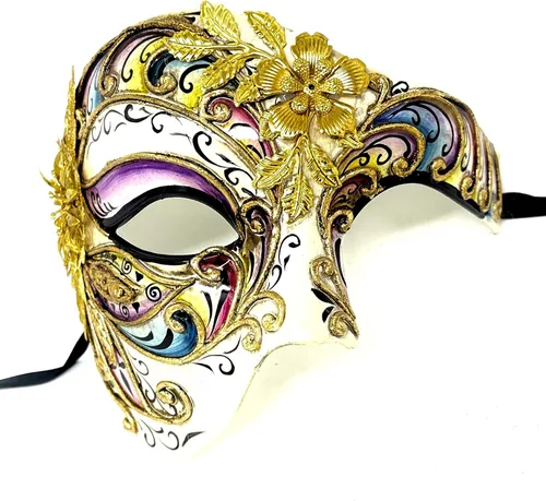 Vista 30 de Máscara de estilo steampunk para hombre, máscara de Mardi Gras, disfraz de Halloween, boda, fiesta, cosplay