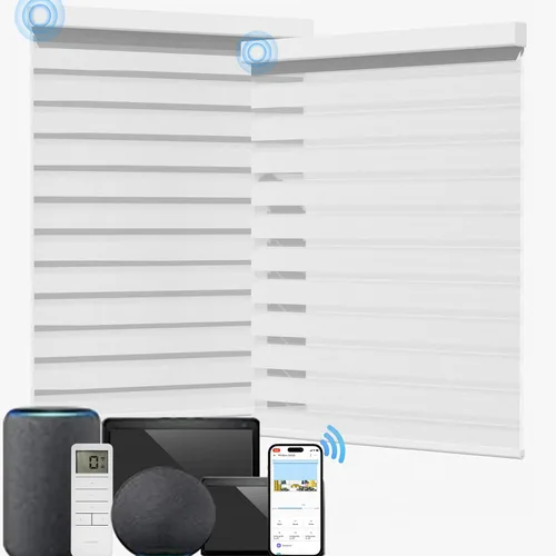 Vista 56 de MYshade Persianas enrollables de cebra opacas (85 %) con cordón para ventanas interiores, persianas de doble capa beige para dormitorio, baño, sala