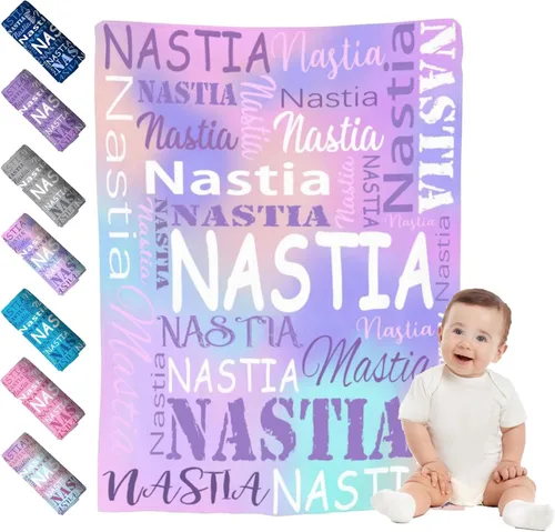 Vista 14 de Mantas de bebé personalizadas para niño y niña, manta de bebé personalizada con nombre para niños y adultos, mantas suaves personalizadas