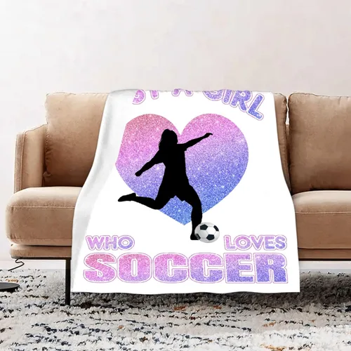 Vista 2 de Manta de fútbol para niñas, regalos de fútbol para niñas y niños, manta de franela de forro polar suave y cálida para niñas, regalos de fútbol