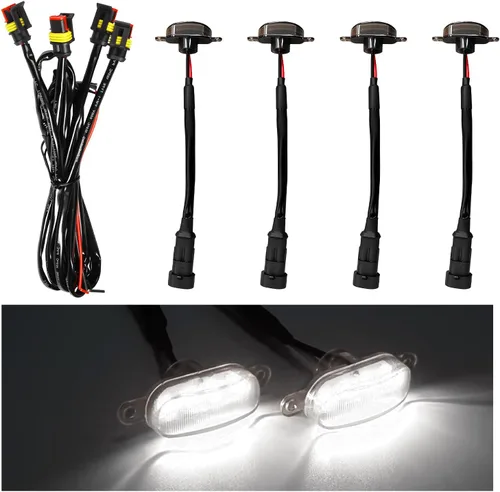Vista 10 de Dickno 3 piezas de luces de rejilla de coche, brillantes luces LED de rejilla ámbar con arnés de cableado, lámparas impermeables de moldura