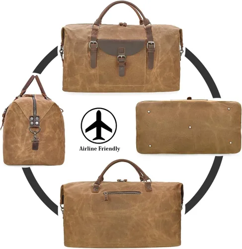 Vista 6 de Bolsa de viaje de gran tamaño impermeable lona estilo semanal de piel para noche 43229-113554