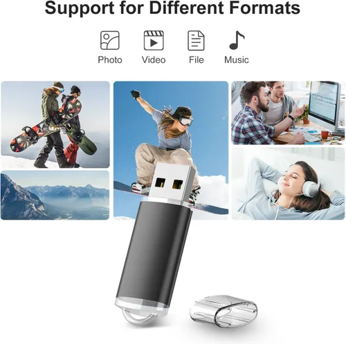 Vista 5 de RAOYI 10 unidades de 1 GB USB Flash Drive 1G Pen Drive USB 2.0 Memory Stick Thumb Drive Negro