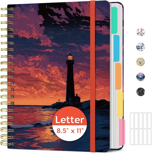 Vista 19 de Taja Cuadernos de espiral para trabajo de 5 materias con divisores K - Vórtice rosa