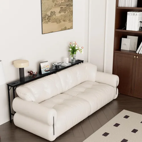 Vista 8 de Aduanbang Mesa consola de 5.9 pulgadas con tomacorriente, mesa de sofá estrecha, mesa detrás del sofá para sala de estar y pasillo, 5.9 x 39.4 x 30