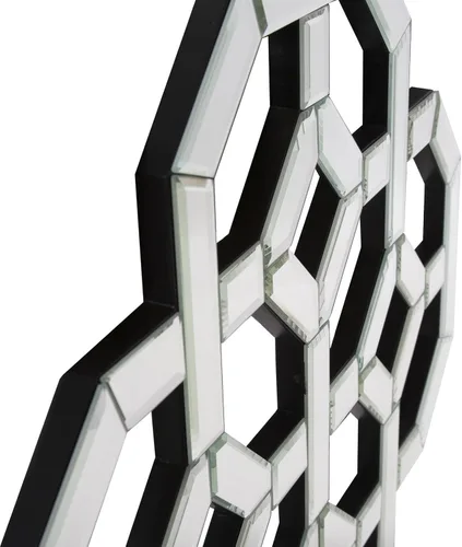 Vista 3 de Howard Elliott Armonia Espejo hexagonal entrelazado con formas geométricas, pieza decorativa contemporánea biselada para entrada, baño, dormitorio
