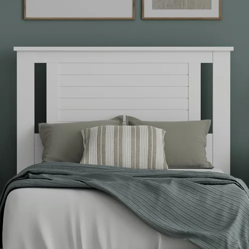 Vista 25 de ComfIQ Serene - Cabecero de panel de madera maciza con puntuación horizontal, tamaño individual, negro, fácil montaje, materiales de calidad