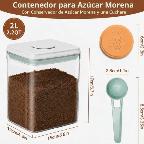 Vista 2 de POP - Recipiente hermético para conservar azúcar morena, frasco