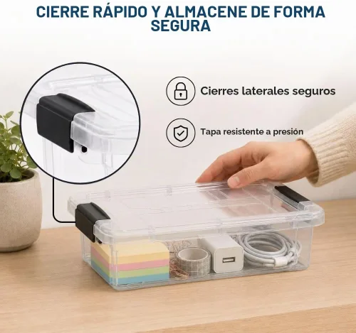 Vista 6 de Superio Mini contenedor de almacenamiento de plástico para crayón, suministros de arte y estuche de costura, organizador pequeño apilable