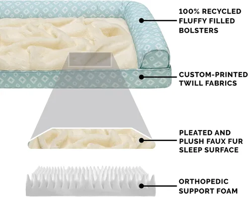 Vista 4 de Furhaven Acogedora cama ortopédica para perros medianos y pequeños con cojines extraíbles y funda lavable, para perros de hasta 35 libras - Sofá