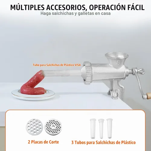Vista 5 de VEVOR Molinillo de Carne Manual, Molinillo de Mano de Hierro Fundido de Alta Resistencia con Abrazadera de Mesa de Acero, Picadora de Carne