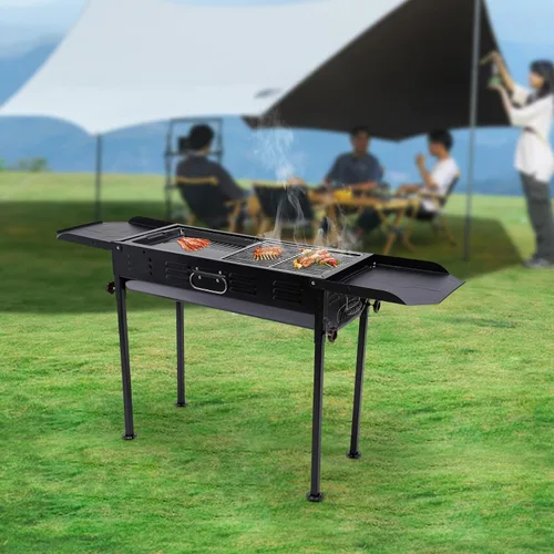 Vista 5 de Parrilla plegable de carbón portátil, barbacoa de camping de 165 libras