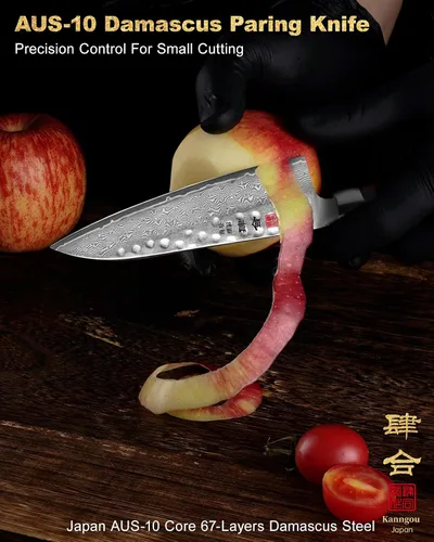 Vista 3 de Cuchillo de chef Gyuto de 8.27 pulgadas de Damasco y cuchillo pequeño de 5.4 pulgadas