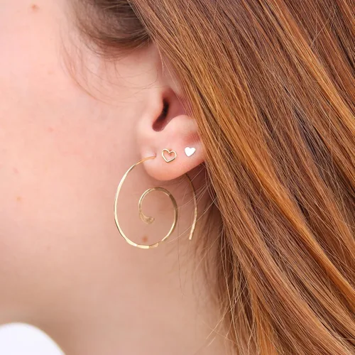 Vista 62 de Aretes de aro finos martillados, elegantes plata esterlina geométrica sólida, relleno de oro y relleno de oro rosa; para mujer por Lotus Stone