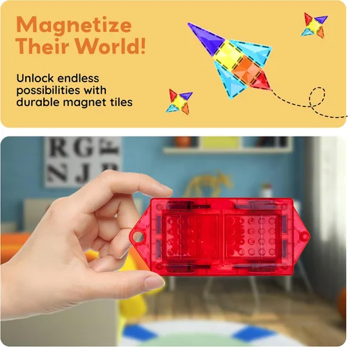 Vista 7 de PicassoTiles Kit de Construcción de Juguete de 2 Piezas Carro Mini Camión Conjunto de Vehículo para Bloques Magnéticos Piezas de Construcción