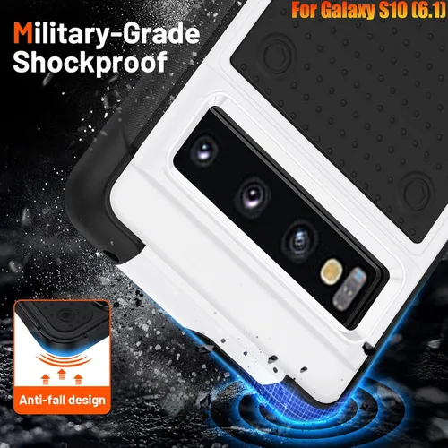 Vista 3 de Funda resistente para Samsung Galaxy S10 de 6.1 pulgadas, 4 esquinas con bolsas de aire [protección contra caídas de 12 pies], agarre texturizado