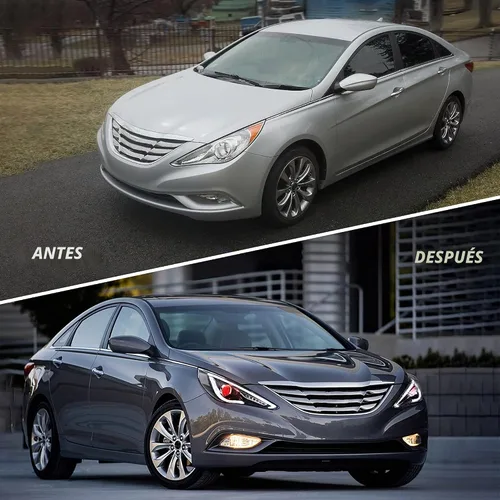 Vista 7 de VLAND Faros delanteros LED de proyector compatibles con Hyundai Sonata 2011-2014 (no compatible con híbridos y modelos sin nivelación automática)