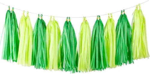 Vista 10 de 30 guirnaldas de borlas brillantes beige, amarillo y naranja para decoraciones de fiesta
