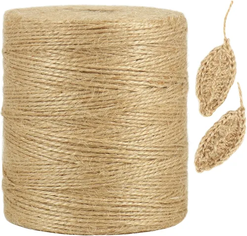 Vista 9 de Tenn Well Cordel de yute natural, 984 pies, 2 capas, 0.039 pulgadas, cuerda fina de color marrón para manualidades, ganchillo, envoltura de regalos