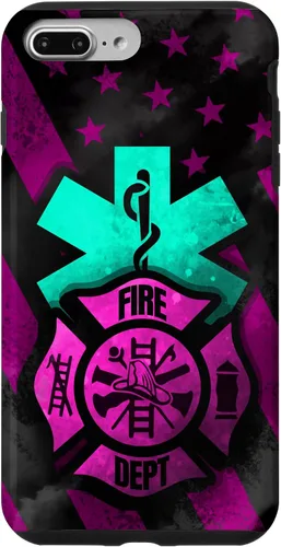 Vista 12 de EMT EMS Firefighter Pink Turquoise Fire Rescue American Flag Case for iPhone 16