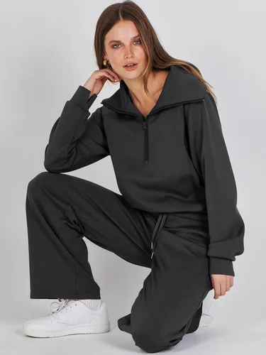 Vista 7 de ANRABESS Women 2 Piece Outfits Sweatsuit Set 2023 Fall Oversized Half Zip Sweatshirt Wide Leg Sweatpant Lounge Set Tracksuit