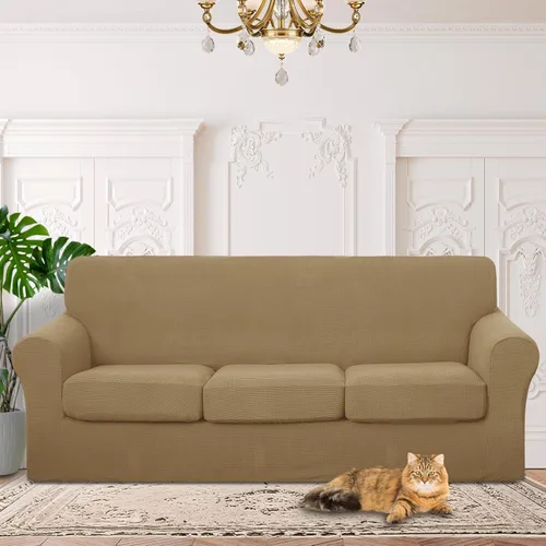 Vista 11 de 2 fundas elásticas para sillas de 1 cojín, protector de muebles, fundas de sofá, lavables, aptas para mascotas, funda antideslizante con parte