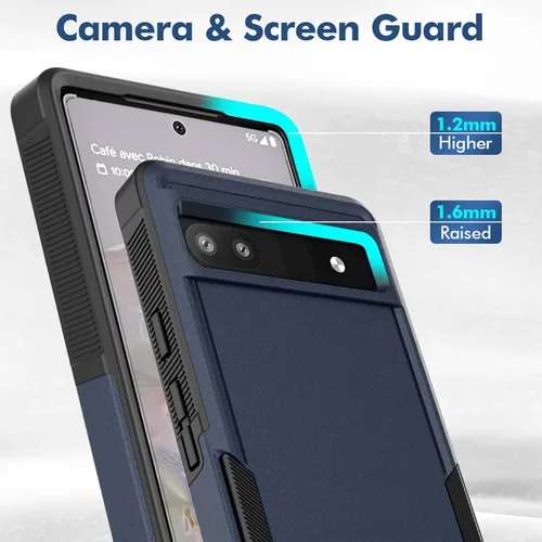Vista 5 de Oumida Funda para Google Pixel 6A, funda de teléfono Dual Guard Pixel 6A, carcasa rígida de silicona híbrida a prueba de golpes, funda protectora
