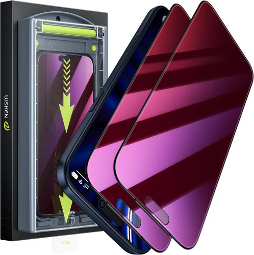Vista 8 de WSKEN Protector de pantalla de privacidad mate para iPhone 17 Pro Max, protección ocular de vidrio templado inastillable para 17 Pro Max, 2