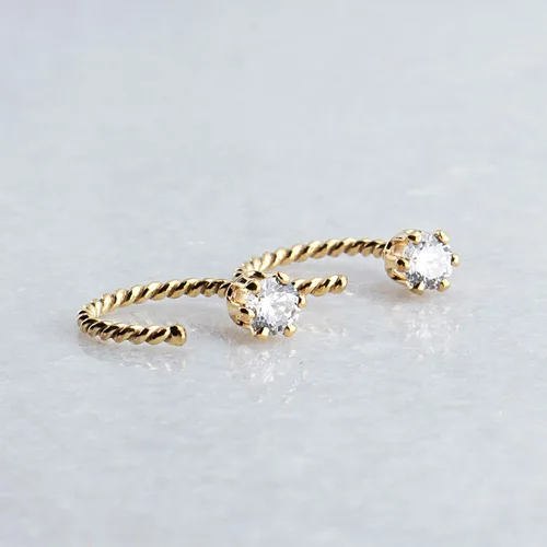 Vista 75 de Half Huggie Birthstone Gold Hoop Earrings for Women Tiny Cartilage Stud Piercing Earring Hypoallergenic Earring Screw Back Dainty Hug
