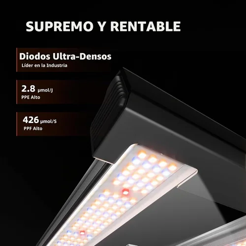 Vista 2 de Spider Farmer G1500 - Luces LED de crecimiento rentables de 150 W, control inteligente de aplicación mejorado, cobertura de 2 x 2 pies, pantalla
