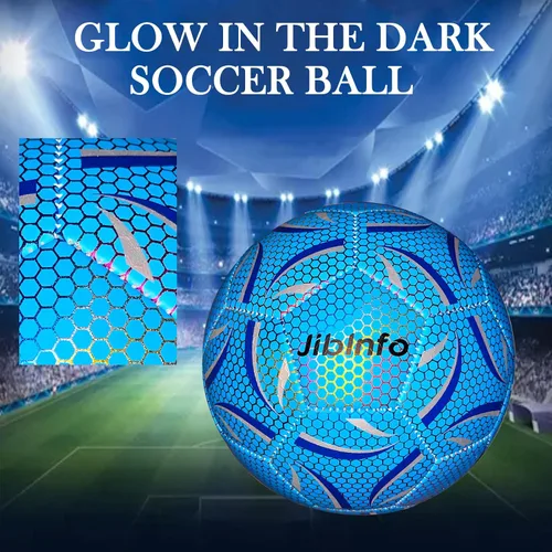 Vista 4 de Balón de fútbol iluminado tamaño 5, pelota de fútbol luminosa que brilla en la oscuridad, para juegos de día y noche y regalos de entrenamiento
