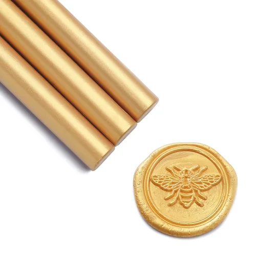 Vista 18 de UNIQOOO Mavailable - Varillas de cera para sellar con pistola de pegamento para sello de cera, dorado antiguo metálico, ideal para invitaciones