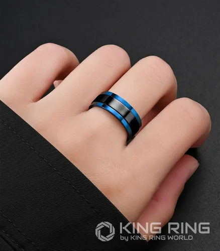 Vista 4 de King Ring Anillos giratorios ultra pulidos de 0.315 in Anillos de acero inoxidable planos brillantes de alta calidad para hombres y mujeres
