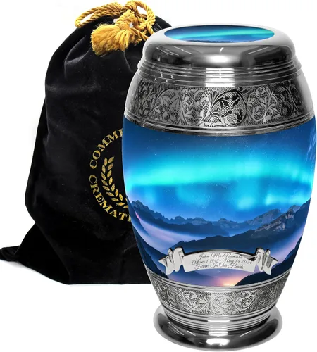 Vista 12 de Commemorative Cremation Urns Urnas de cremación personalizadas decorativas hechas a mano para mujeres (aurora boreal extragrandes)