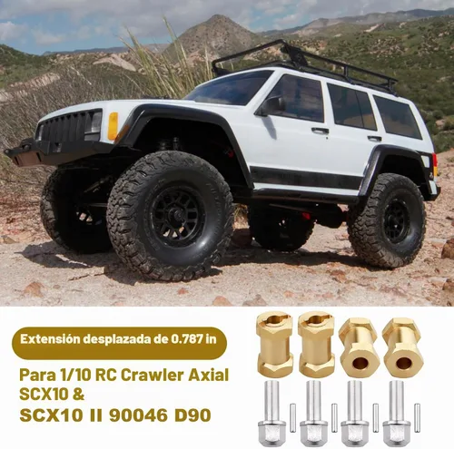 Vista 4 de 4 extensiones de cubos de rueda de latón RC de 0.472 pulgadas, espaciadores de rueda, adaptador de unidad hexagonal para 1/10 RC Crawler Axial SCX10